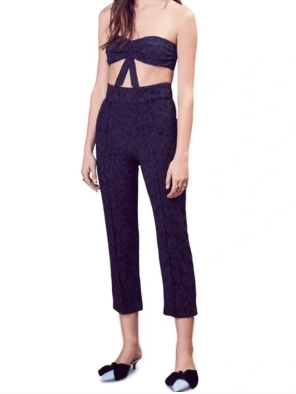 For Love & Lemons Luella Cigarette Crop Pants Size L NWT